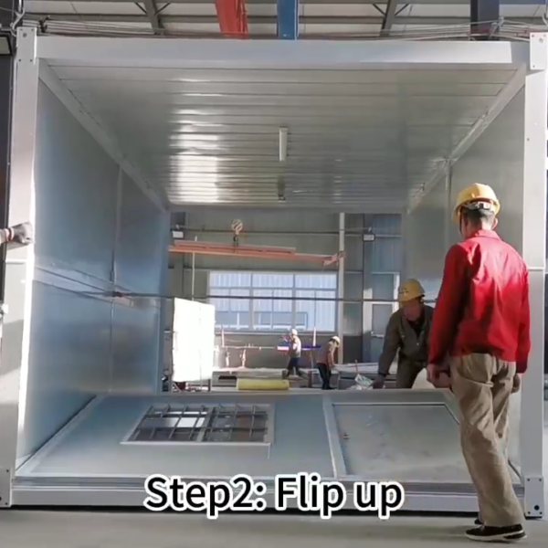 5.8*2.43*2.51 meter 3 steps folding container house.   EXW Price: 2600usd/set.   12 sets in 40HQ container.